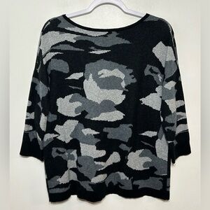 Kinross Cashmere Blend Camo Print Sweater